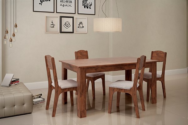 Mesa Quadrada TM22 NN com 4 Cadeiras CA12 N20 Dalla Costa