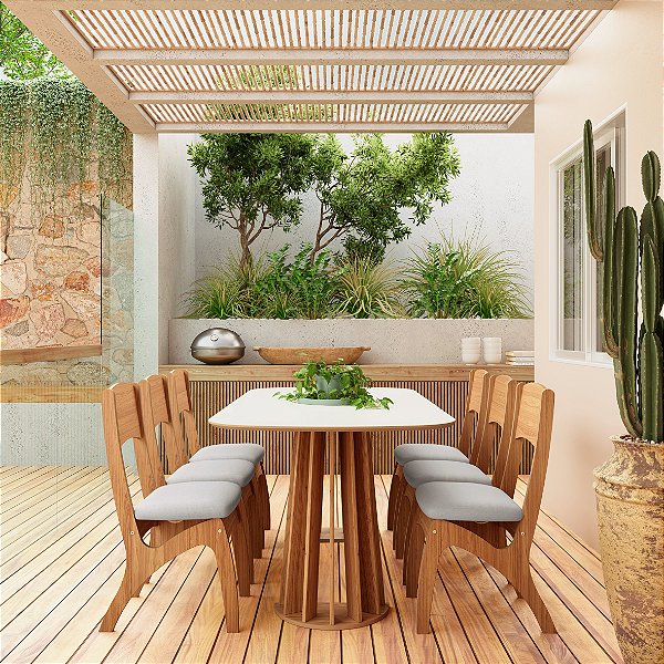 Mesa de Jantar TM69 WJ com 6 Cadeiras CA32 J18 Dalla Costa