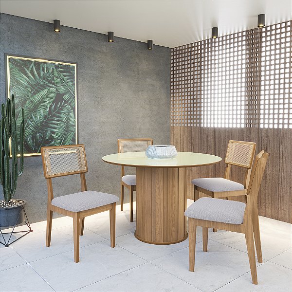 Mesa de Jantar Redonda TM73 WJ com 4 Cadeiras CA35 J18 Dalla Costa