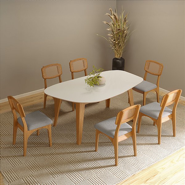 Mesa de Jantar Orgânica TM88 WJ com 6 Cadeiras CA40 J27 Dalla Costa