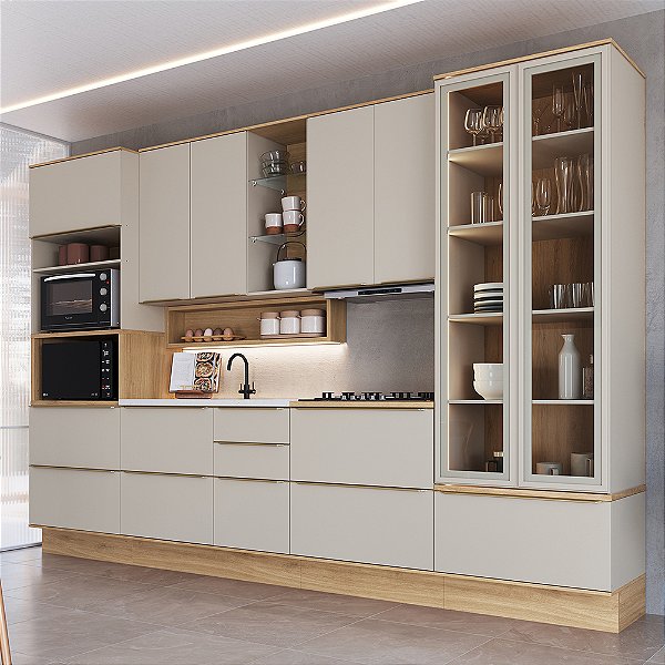 Cozinha Everest MDF Panna/Carvalho Delmarco