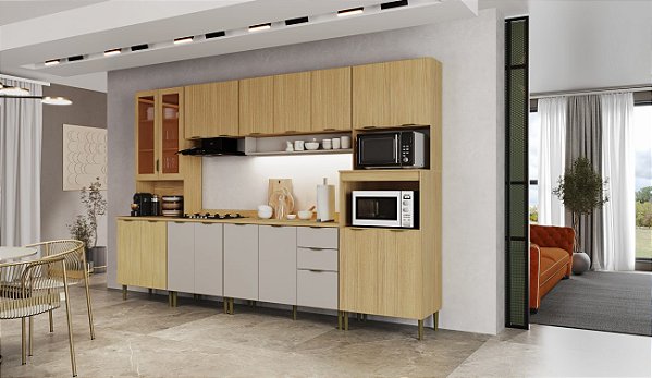 Cozinha Ibiza Louro Freijo/Cinza 100% MDF