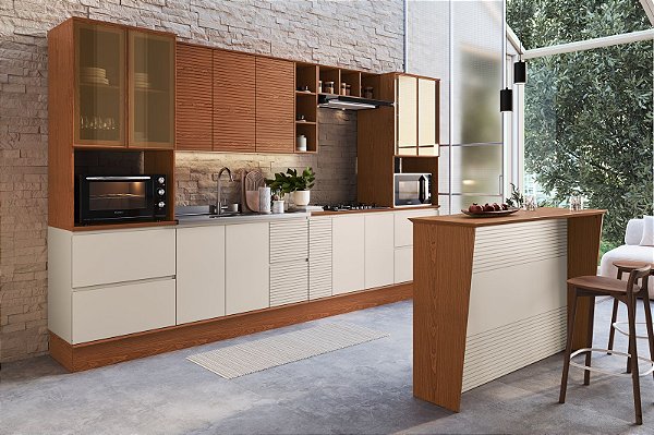Cozinha Auris MDF Canela/Off White