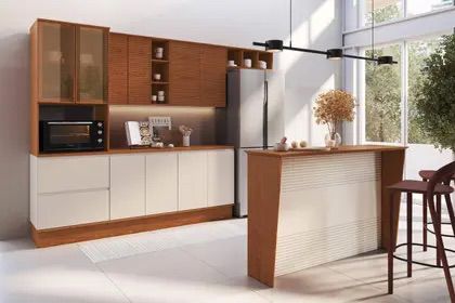 Cozinha Auris MDF Canela/Off White
