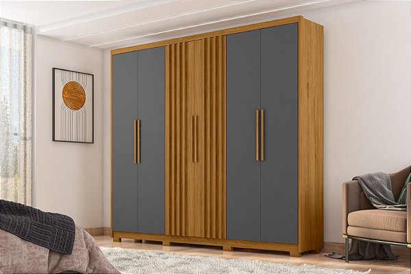 Roupeiro Lugano MDF Freijo/Grafite 171.750