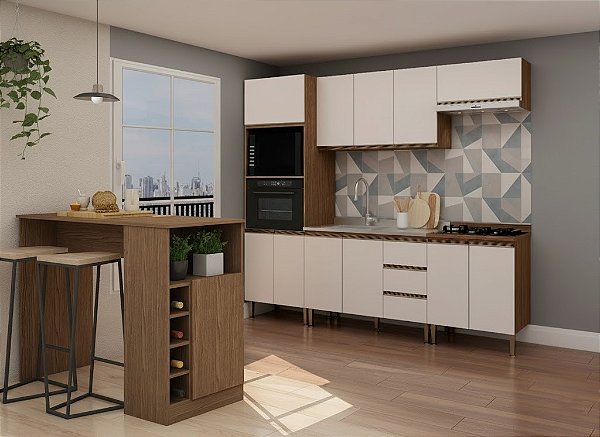 Cozinha Planejar com Bancada Ebano/Off White