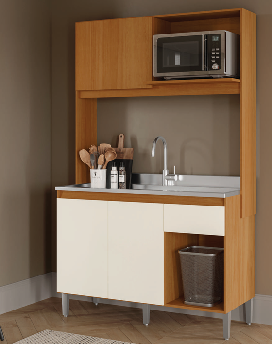 Cozinha Compacta Panzy Nature/Champagne