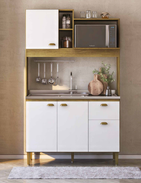 Cozinha Compacta Azaleia Mel/Branco