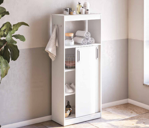 Armário Multiuso com Portas de Correr Branco