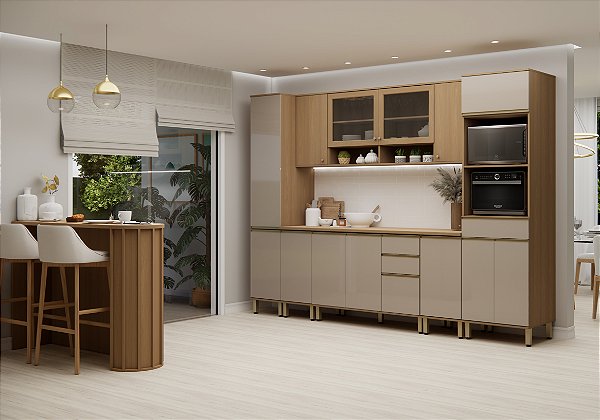Cozinha Modulada Cora Freijo/Mocca 100% MDF