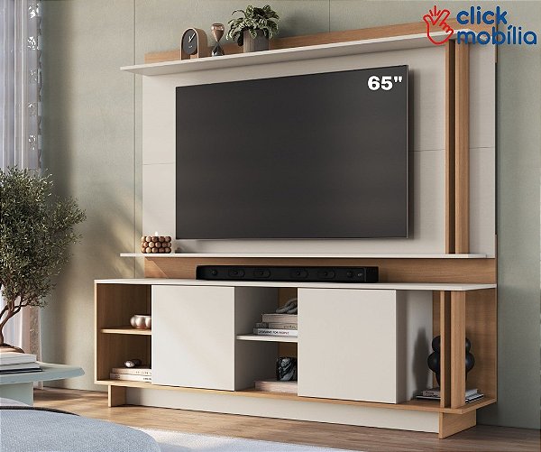 Rack e Painel Freijo/Off White