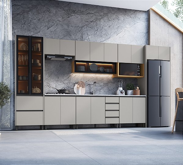Cozinha Alma Cinza/Mascavo 100% MDF