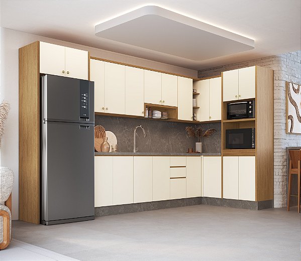 Cozinha Mira de Canto Mascavo/Champagne 100% MDF