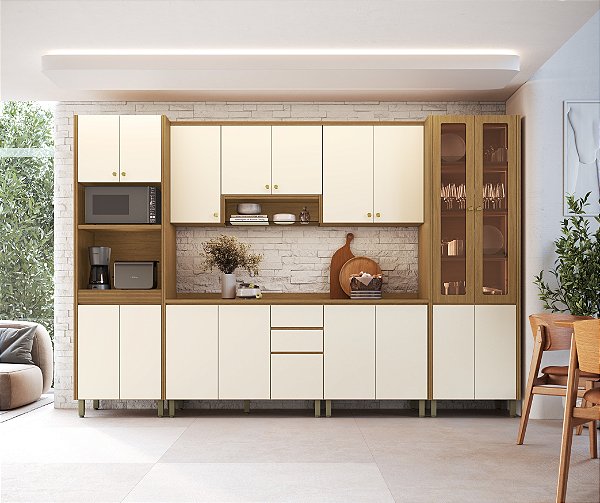 Cozinha Mira Mascavo/Champagne 100% MDF