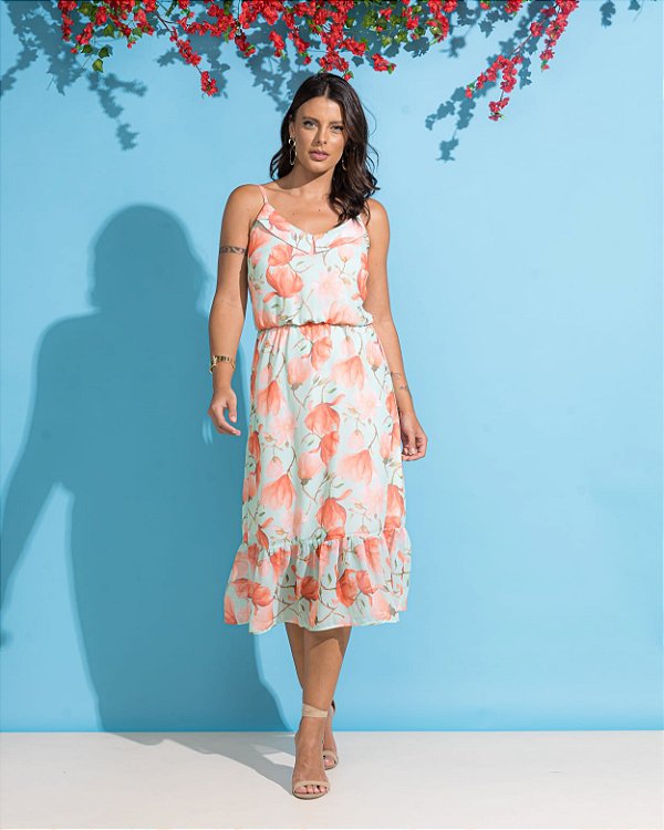 Vestido Midi Alça Bruna Floral