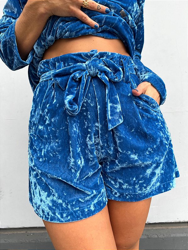 Shorts Veludo Molhado Jessy Azul Smoothie