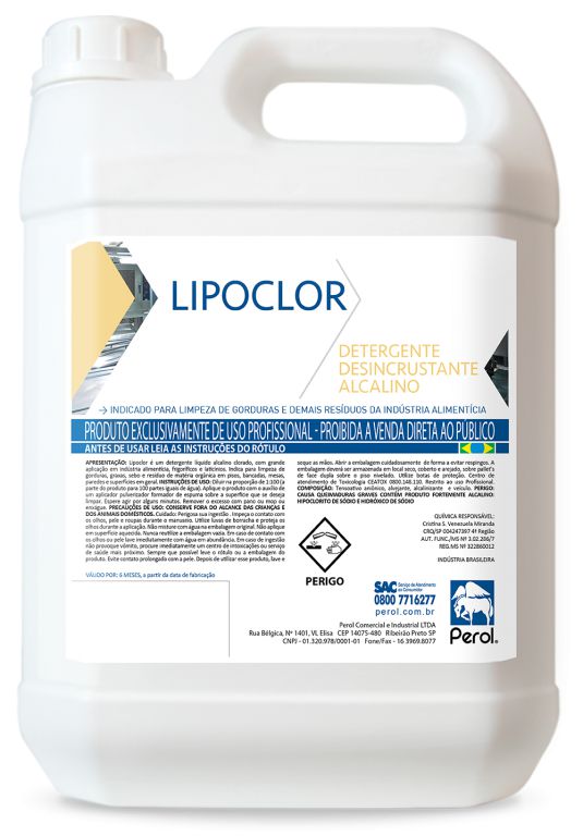 Perol Lipoclor Detergente Alcalino Clorado 5 Litros