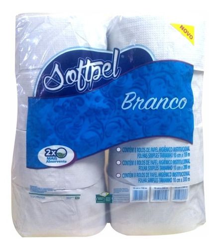 Softpel Papel Higiênico Rolão Branco 8 x 300 m c/ 8 un.