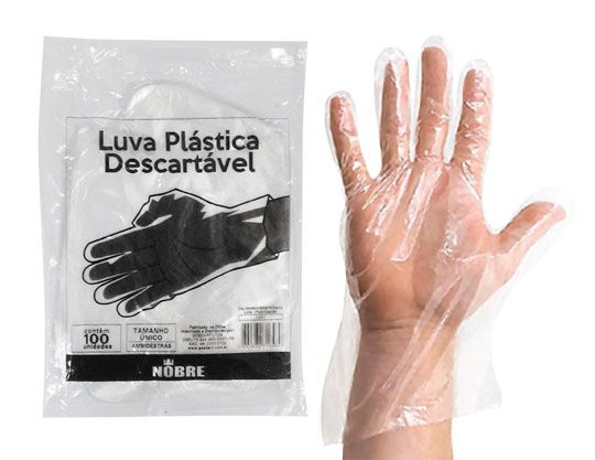 Nobre Luva Plástica Descartável c/ 100