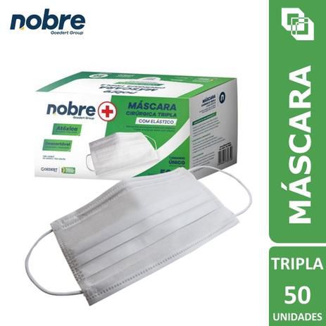 Nobre Mascara Descartável tripla com elástico cx c/ 50 un