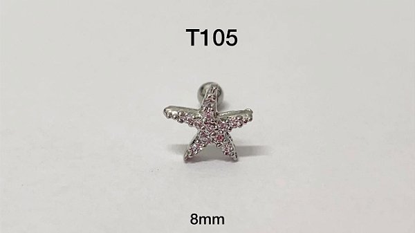 Tragus estrela folheado 8mm
