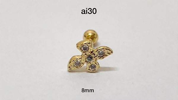 tragus folheado dourado 8mm