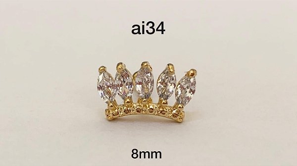 Tragus folheado dourado 8mm