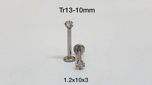 Labret rosca interna 10mm pedra estrela 3mm