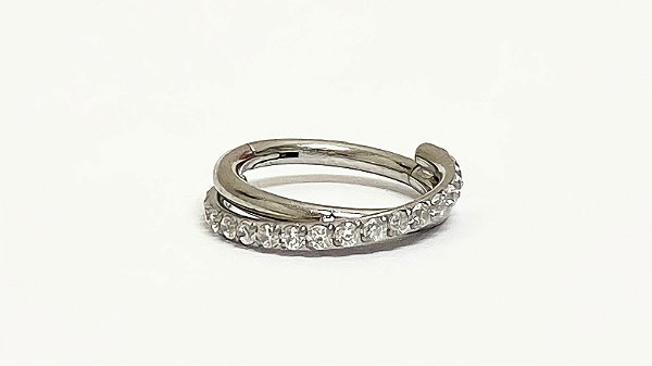 segmento aço dupla fileira de pedras zirconia 8mm
