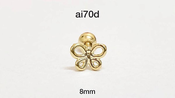tragus folheado a ouro 8mm