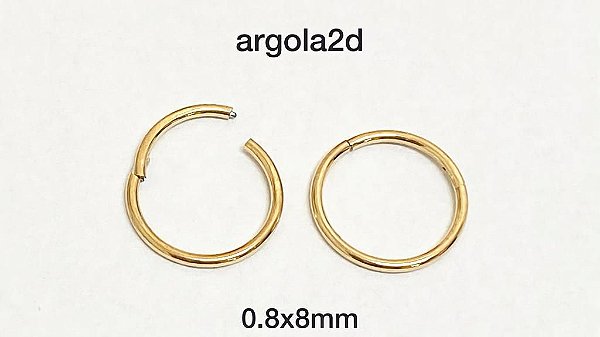 Argola articulada aço pvd 0.8 x 8mm