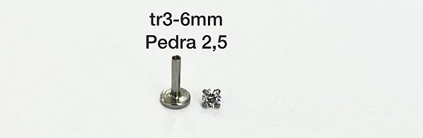 labret  rosca int 6mm pedra 2,5