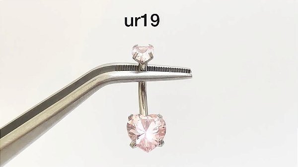 Umbigo Coração rosca interna pedra rosa