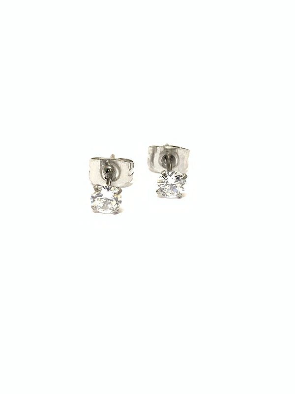 Brinco aço pedra 4mm