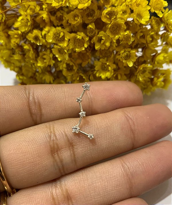Piercing constelação de estrelas em prata 925 8mm