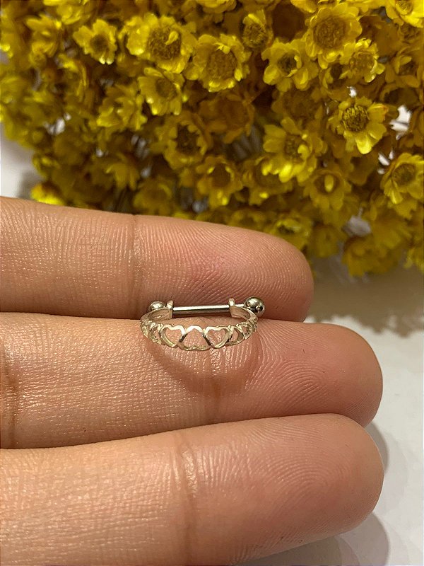 Conch coração vazado em prata 925 10mm