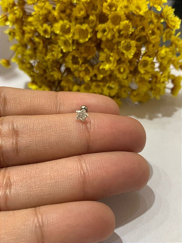 Estrela em prata 925 cravejada 8mm