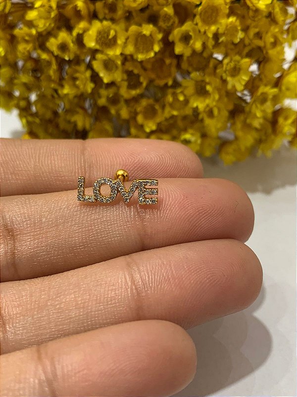 Love em prata dourado 8mm
