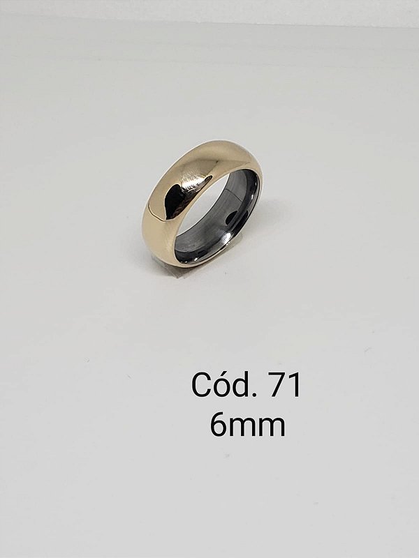 lisa em ouro 18k c/ base em aço 6mm - abaulada