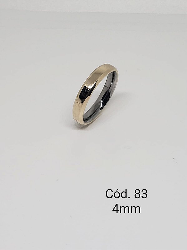 lisa em ouro 18k c/ base em aço chanfrada 4mm - reta