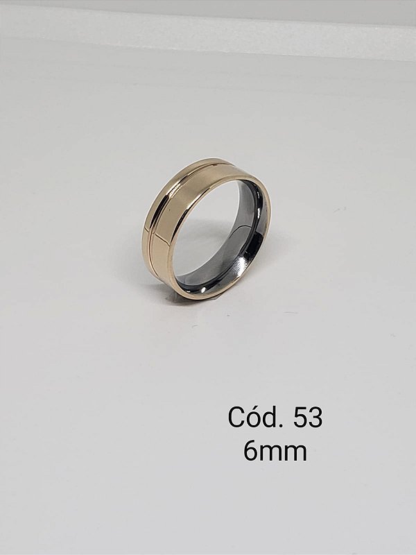 lisa em ouro 18k c/ base em aço c/ friso 6mm - reta