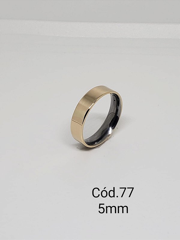 lisa em ouro 18k c/ base em aço 5mm - reta