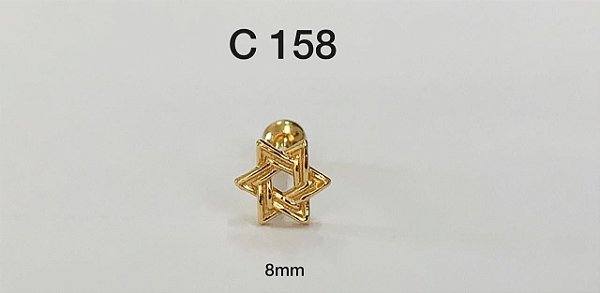 Estrela de Davi em prata dourado 8mm