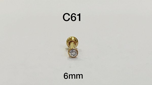 Ponto de luz em prata dourado 6mm pedra 1,5mm