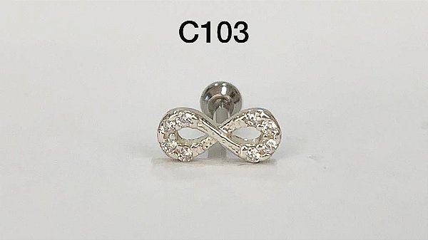Piercing infinito em prata 8mm