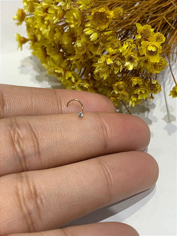 nostril folheado a ouro18k cristal 1,50