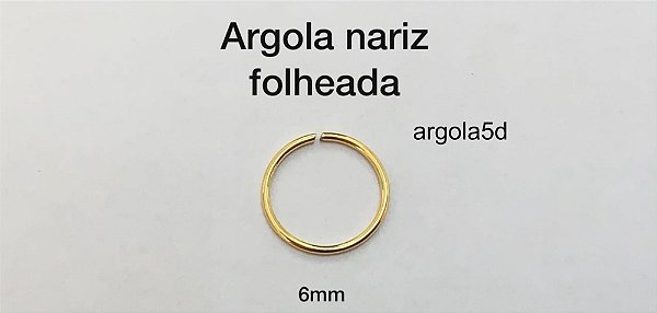 argola nariz folheada 6mm