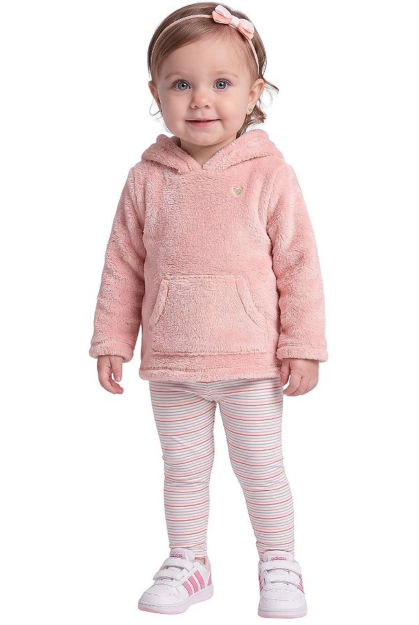 Conjunto Carters Fleece Listrado Rosa Claro
