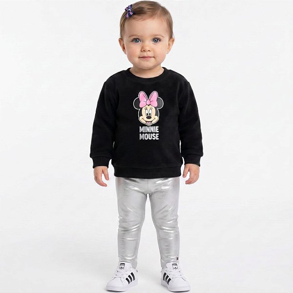 Conjunto leggin e moletom com fleece Minnie Disney