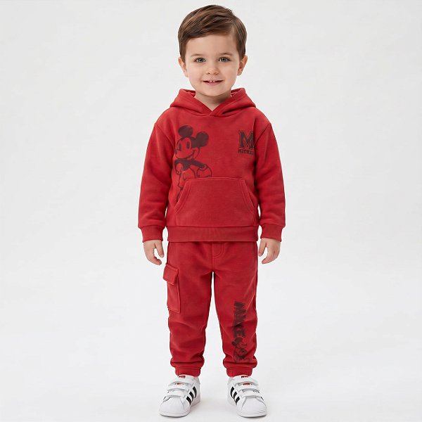 Conjunto em moletom com fleece Mickey Disney Junior